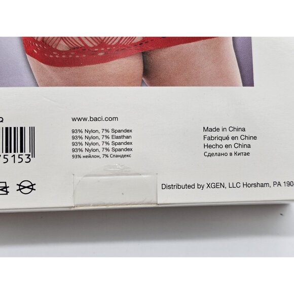 Baci Lingerie Women's Queen Size 14-18 Red Sheer Corset Front Lace Mini Dress - Picture 6 of 7